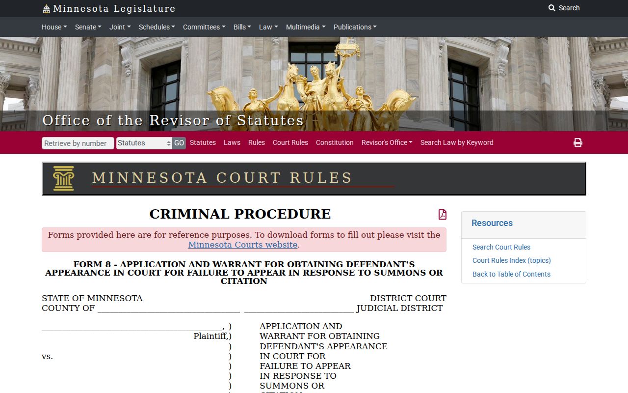 Fillmore County bench warrant failure-to-appear form fields