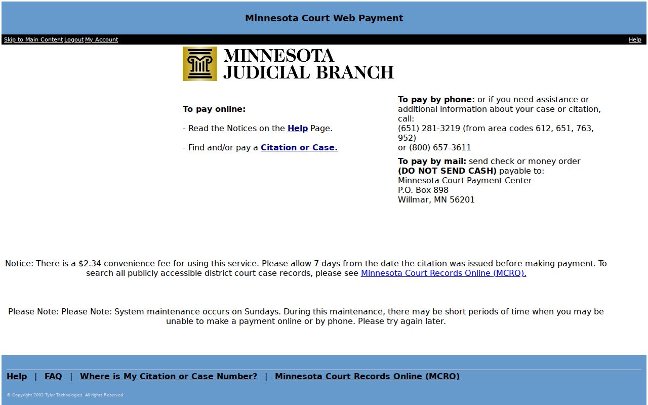 Fillmore County traffic warrant online payment portal