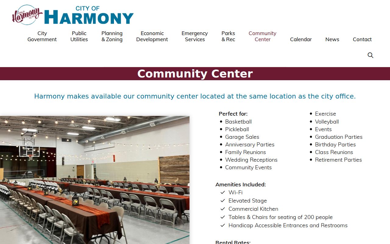 Harmony warrant records community center building page